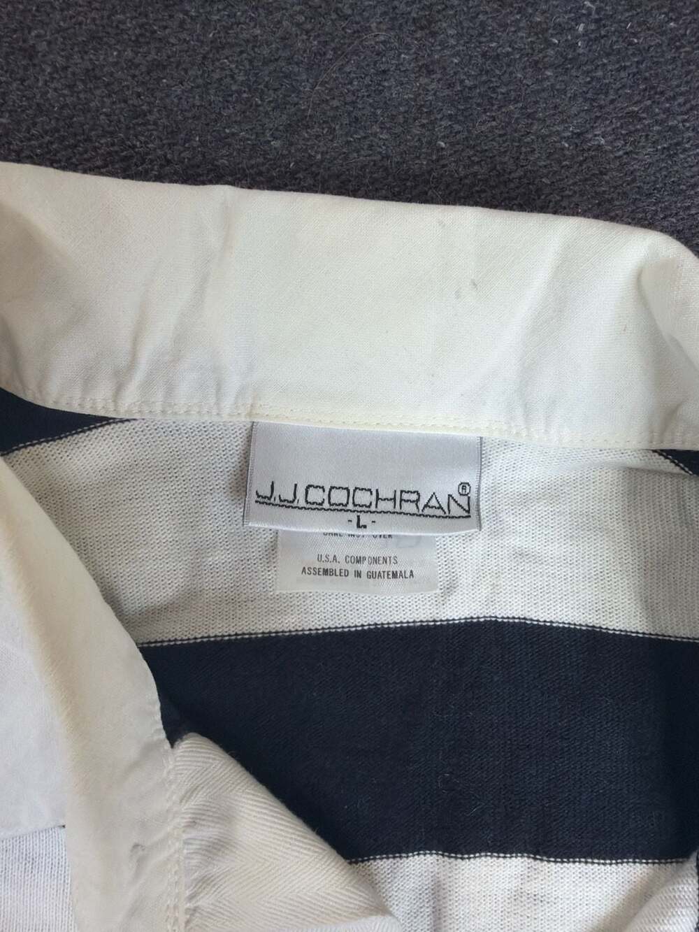 Vintage J.J. COCHRAN Striped Long Sleeve Rugby Polo Shirt Size Large